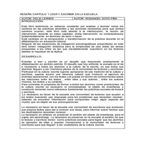  Capitulo 1 leer y escribir en la escuela- Delia Lerner