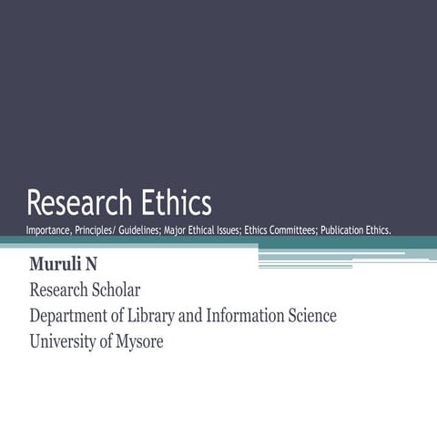 Research Ethics - Summary