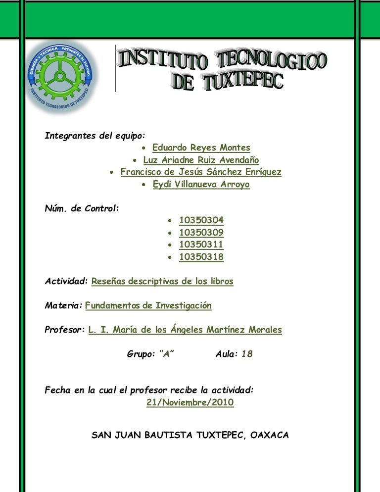 Reseña descriptiva de los libros