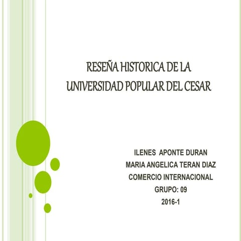 Historia de la Universidad Popular del Cesar | PPTX