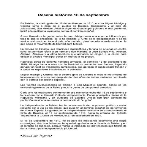 Reseña histórica 16 de septiembre