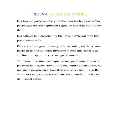 Reseña la isla del tesoro