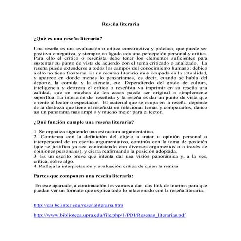 La Reseña ejemplos | PDF
