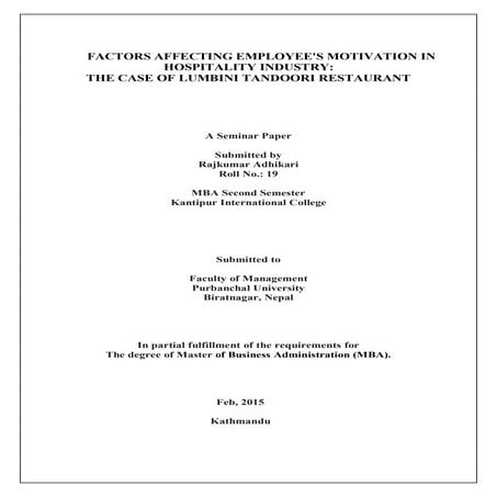 FACTORS AFFECTING EMPLOYEE'S MOTIVATION IN                                HOS...