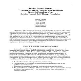 Solution Focused Therapy Treatment ...