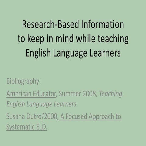 Research based information