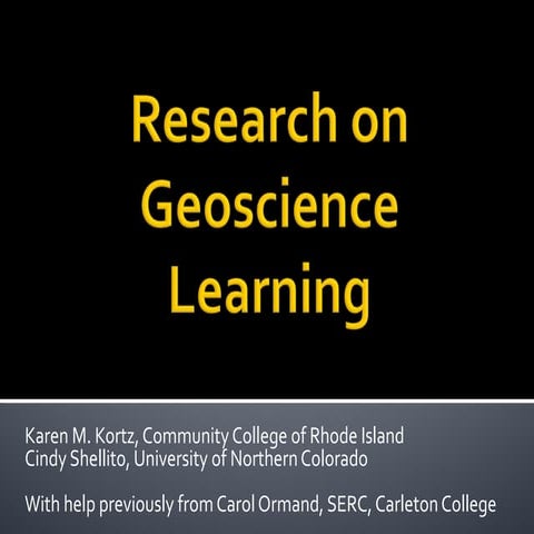 Research on Geoscience Learning_TUE_1000_shellito