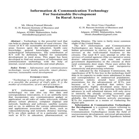 ICT for sustainable development in rural areas