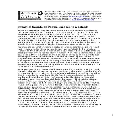 Impact of Suicide on People Exposed to a Fatality | PDF