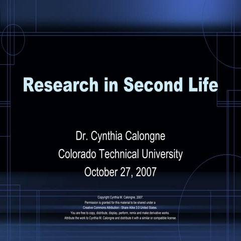 Research in Second Life