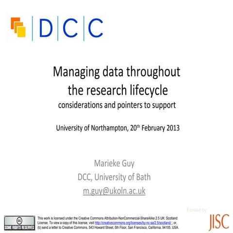Managing data throughout the research lifecycle