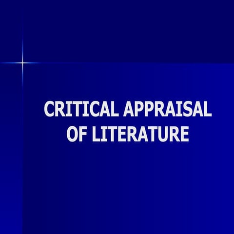 Research Methods 2   Critical Appraisal Of Literature