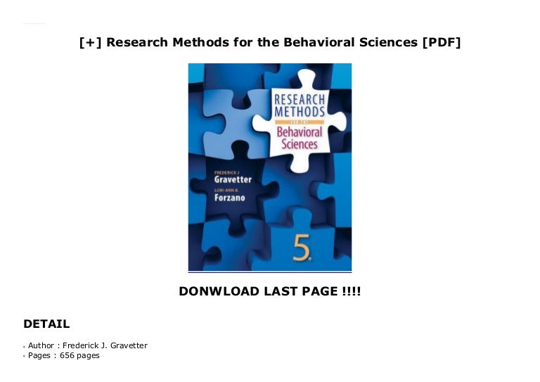 Research Methods for the Behavioral Sciences [PDF]