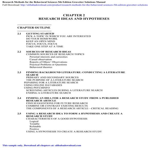 Research Methods for the Behavioral Sciences 5th Edition Gravetter Solutions ...