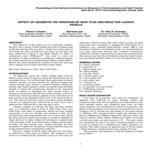 Effect of Geometry on Variation of Heat Flux and Drag for Launch Vehicle -- Z...