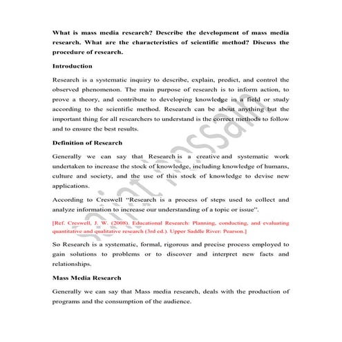 What is mass media research? Describe the development of mass media research....