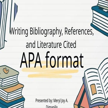 Bibliography, references, and Literature Cited in APA Format