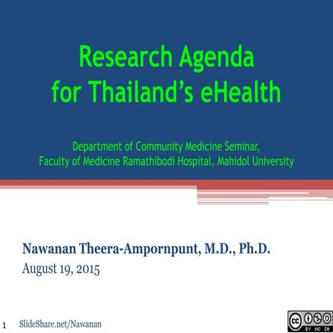 Research Agenda for Thailand's eHealth