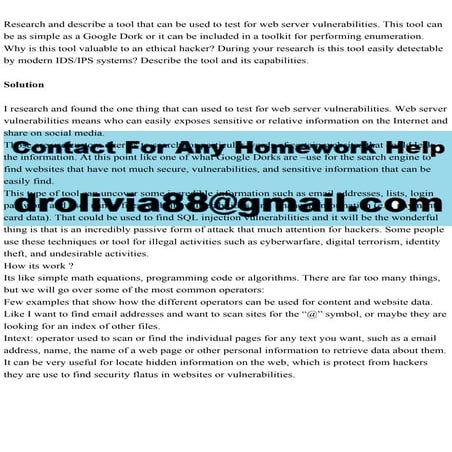 Research and describe a tool that can be used to test for web server.pdf