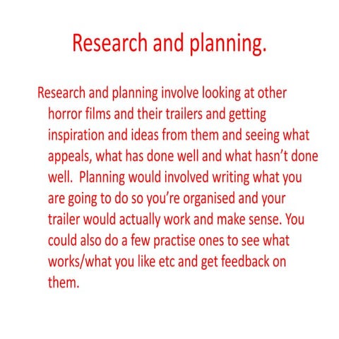 Research and planning