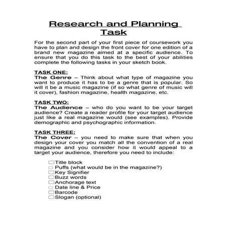 Research And Planning Task