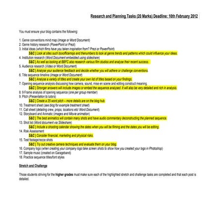 Research and Planning Tasks 