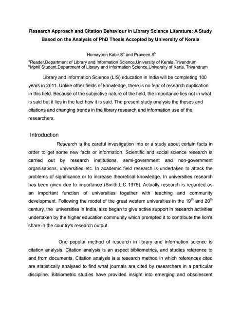 Research approach and citation behaviour in library science literature