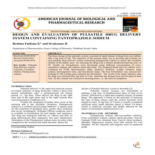 Formulation and Evaluation of Pantoprazole Sodium Enteric Coated ...