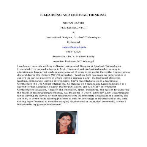 E-learning and critical thinking