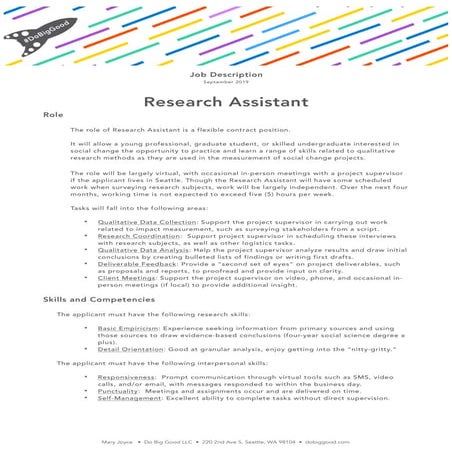 Job Description: Research Assistant