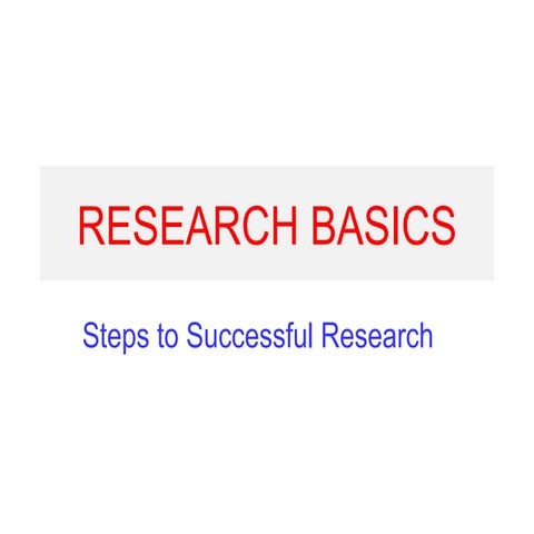 Research Basics is the steps to how to do the research.ppt