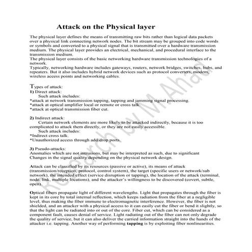 Research by ahad attack on the physical layer