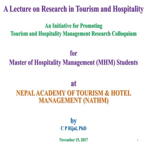 Research colloquium in tourism and hospitality