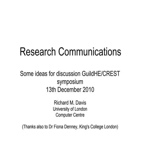 Research communications - Slides for discussion