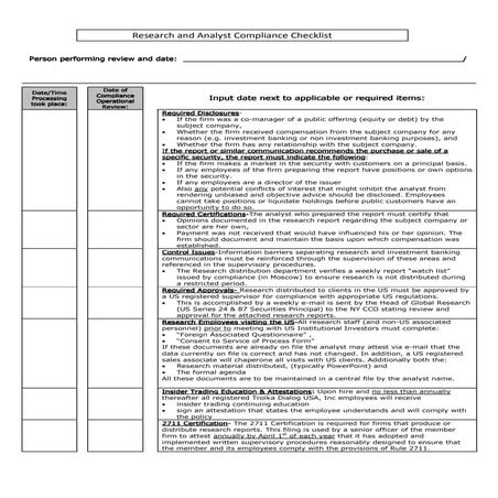 Research Checklist Generic