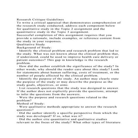 Research Critique GuidelinesTo write a critical appraisal that d.docx