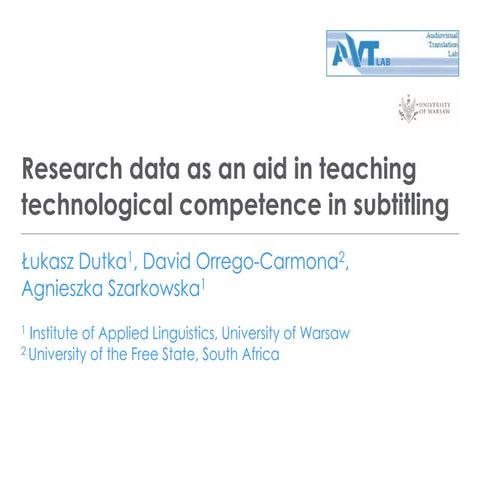 Research data as an aid in teaching technical competence in subtitling