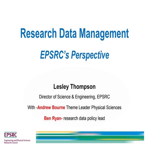 Research Data Management  - EPSRC’s Perspective