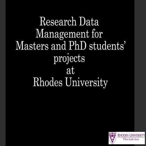 Research data management for masters and ph d students