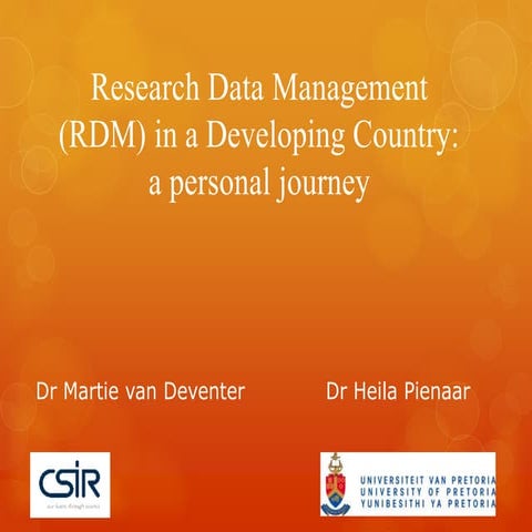 Research data management in a developing country: a personal journey