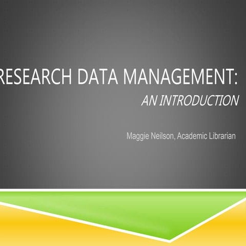 Research data management & planning: an introduction