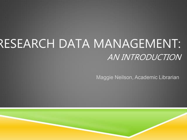 Research data management & planning: an introduction
