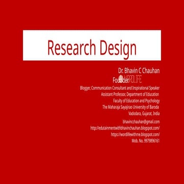 Research Design: Basic Introduction and Concept Clarity