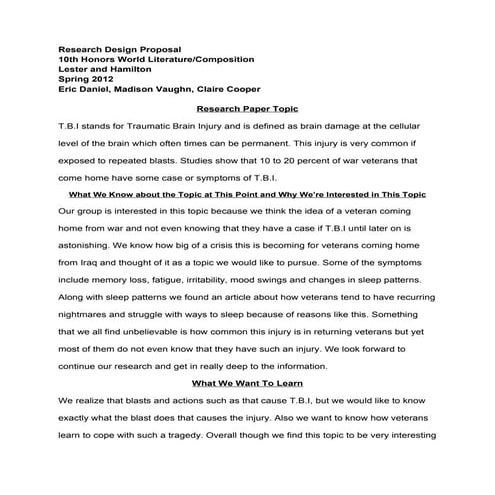 Research designproposaltbi