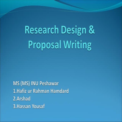 Research design & proposal writing