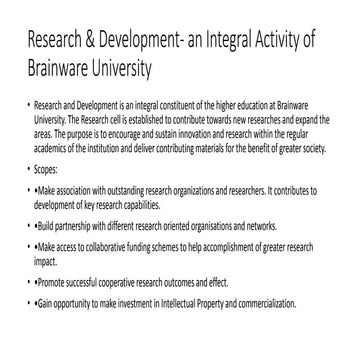 Research & development activity of Brainware University