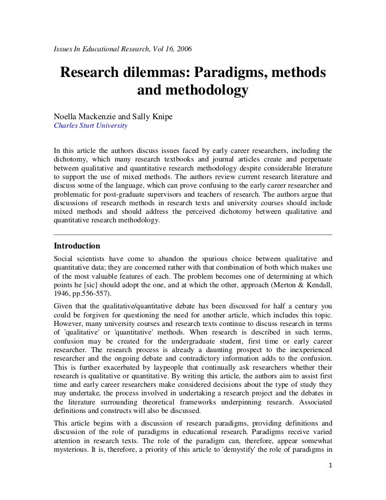 Types Of Research Paradigms And Methods