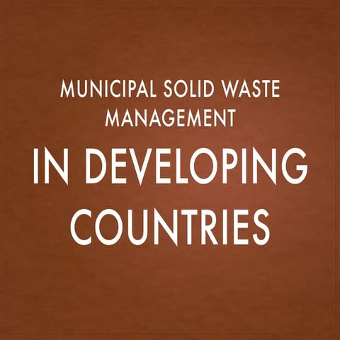 Waste Management in Developing Countries | PDF