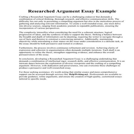 Researched Argument Essay Example | PDF