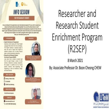 Researcher and Research Student Enrichment Program (R2SEP)